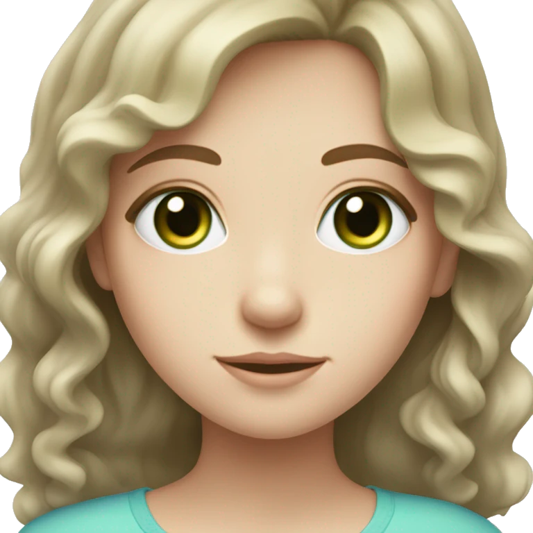 Pale girl with wavy brunette hair and one blue eye and one green eye  emoji