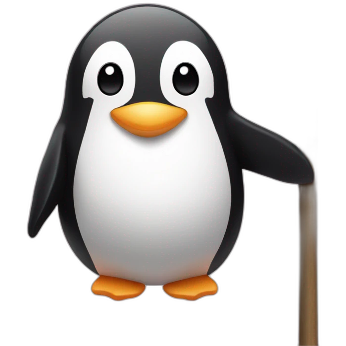 Pinguin wearing a pink short on a pole bar emoji