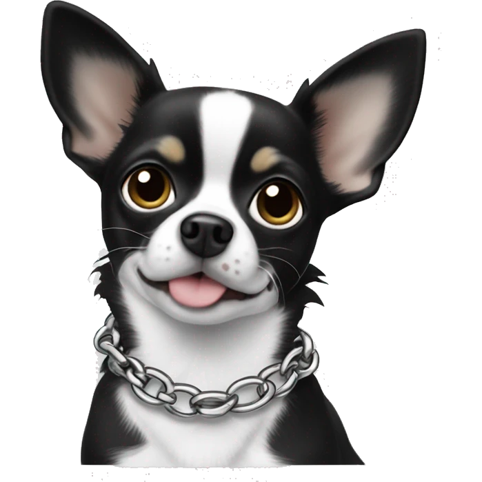 A black and white Chihuahua with BINKA chain emoji