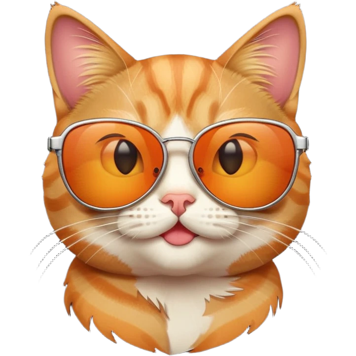 cat wearing sunglasses, emoji style, winking emoji