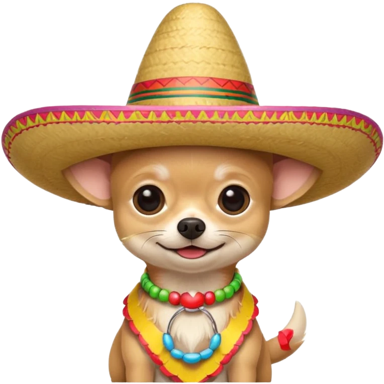 Chihuahua beige avec chapeau mexicain emoji