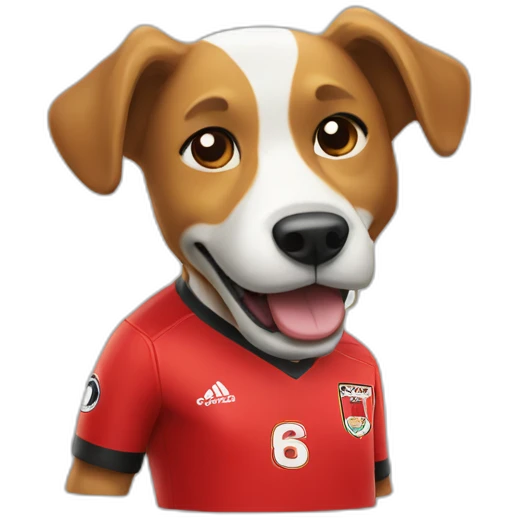 Cartoon Dog soccer mascot in Southampton jersey emoji