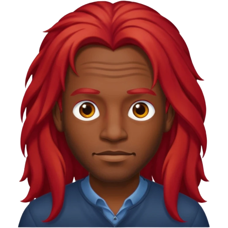 black man long red hair emoji