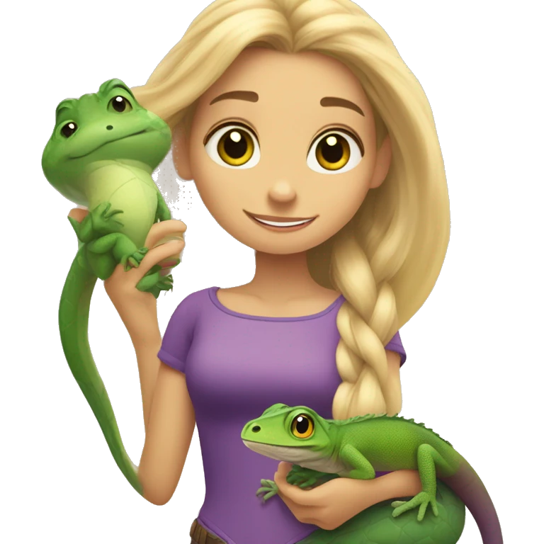 rapunzel with her pet lizard pascal emoji