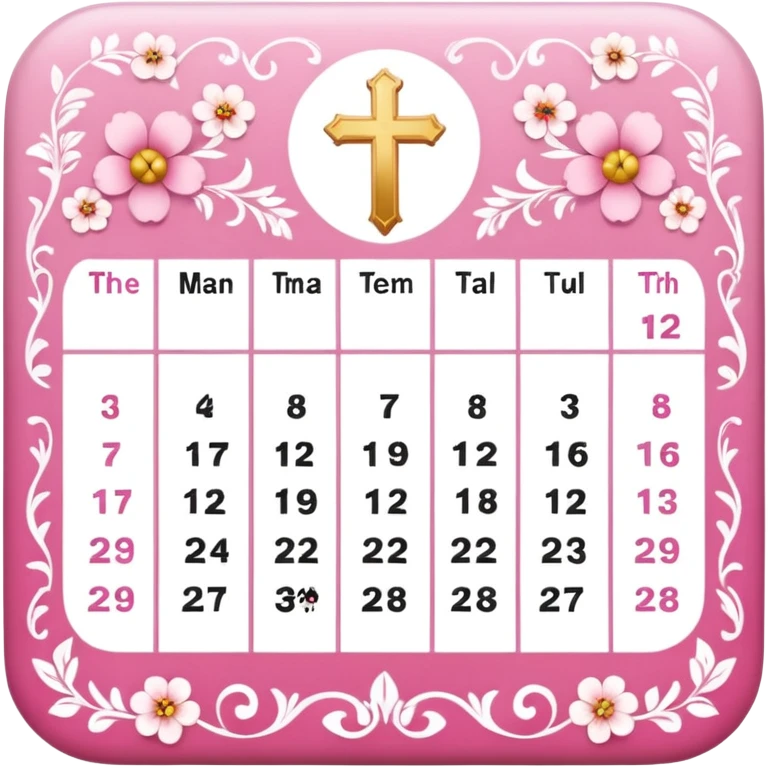 make a catholic calendar with very girly pink tones. emoji