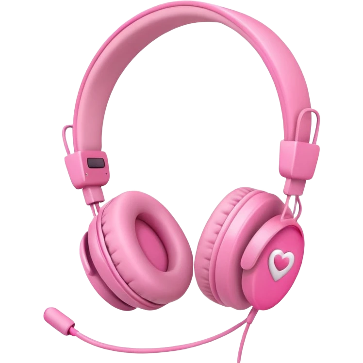 pink headphones with bows, playful and bright emoji style emoji