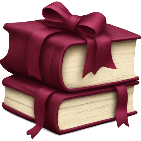 burgundy books stacked up and tied together by a burgundy bow emoji