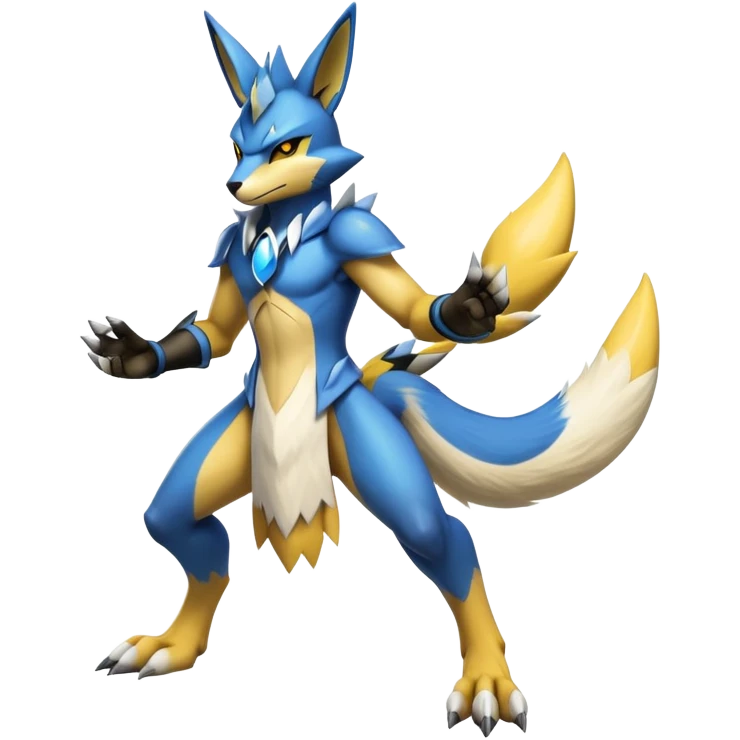 Shiny Epic Handsome Badass Lucario-Renamon-Zeraora-hybrid (Full body) emoji