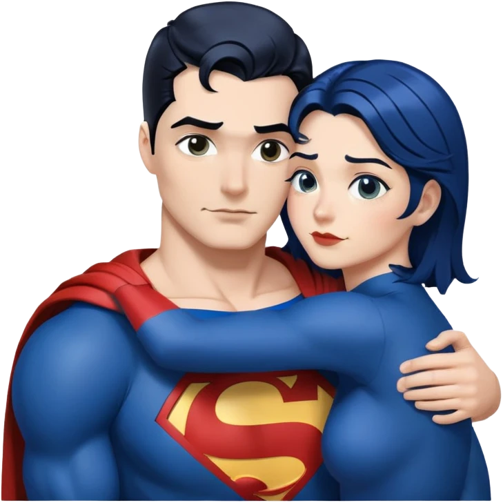 {{{{{intimate}}}}}moment between lovers, {{long}} dark blue hair, superman emoji