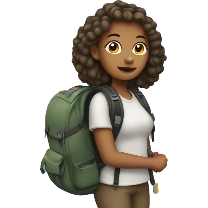 a girl with backpack on her back emoji