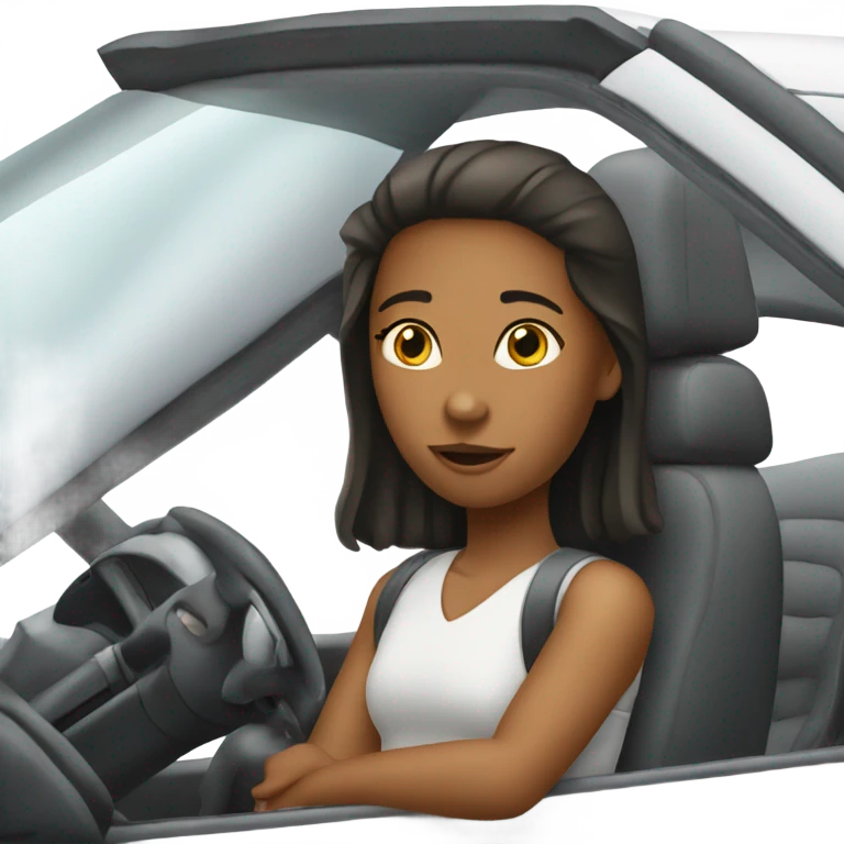 Girl driving in white car  emoji