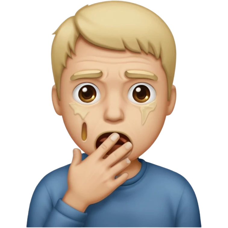 Disgust - strong feeling of revulsion or aversion -  about to vomit. hand over mouth emoji