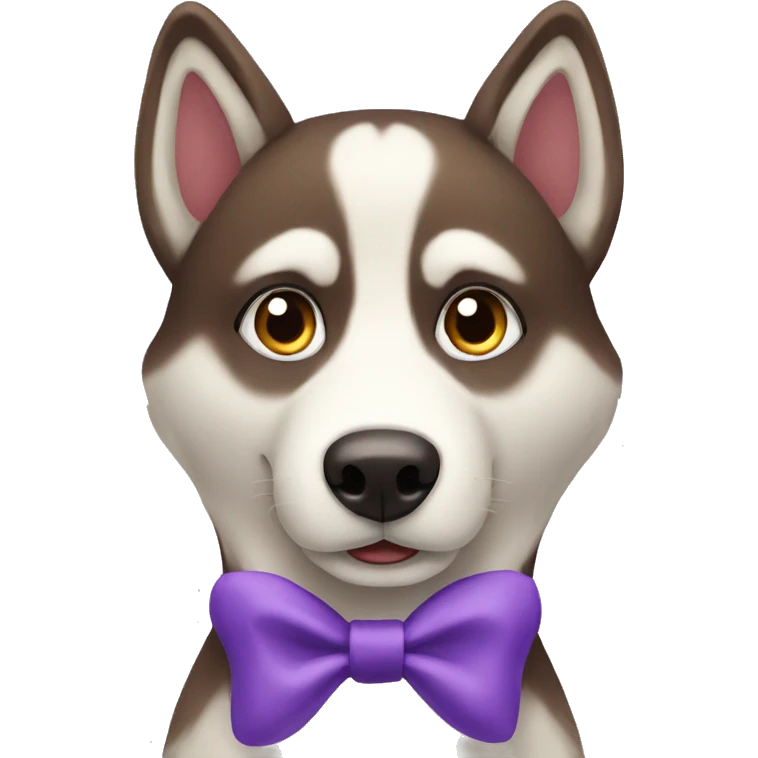 Brown husky wearing purple bow emoji