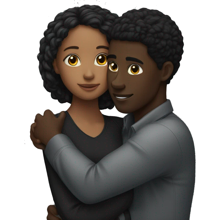 Create a Black male hugging a Black female AI. emoji