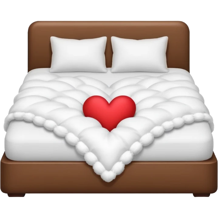 fully white bed with hearts emoji