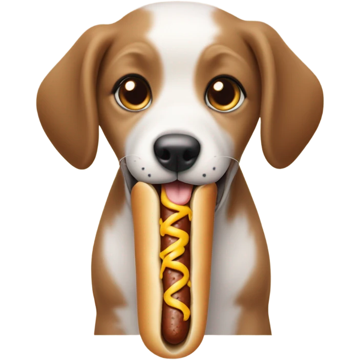 puppy eating a hot dog emoji