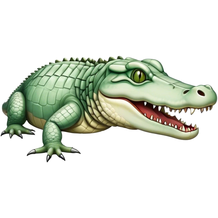 monstrous pale skinned decaying greenish white alligator, vicious emoji
