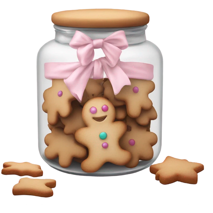 light pink cookie jar with gingerbread cookies emoji