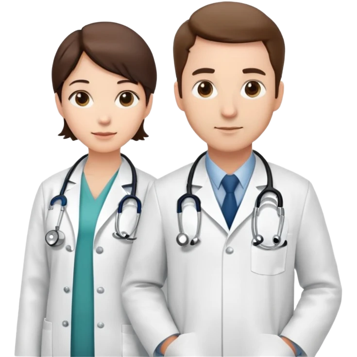 Two doctors standing side by side with stethoscopes and white coats emoji
