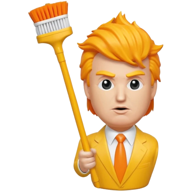 a toilet brush in the shape of donald trump emoji