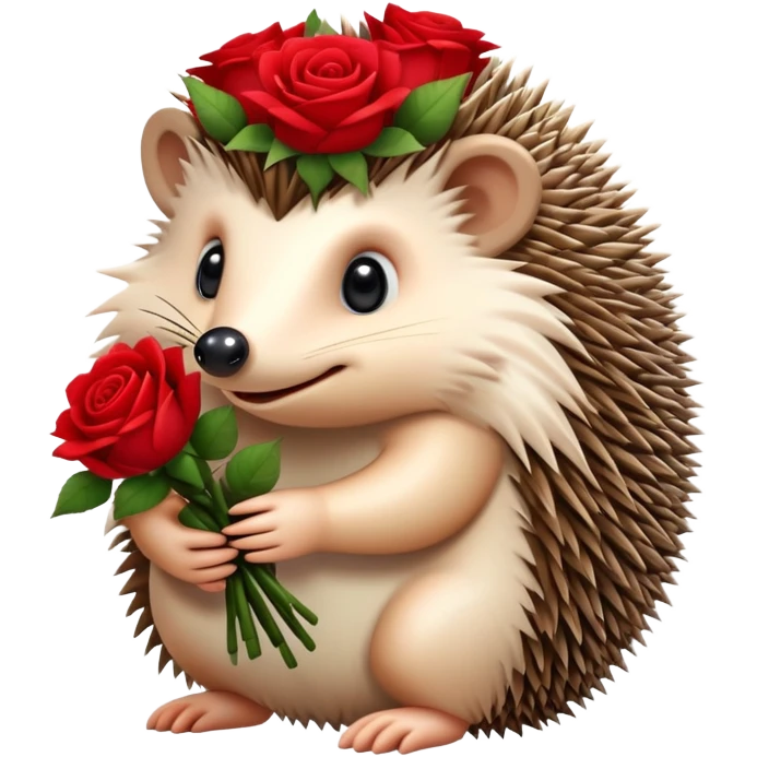 hedgehog with a bouquet of roses emoji