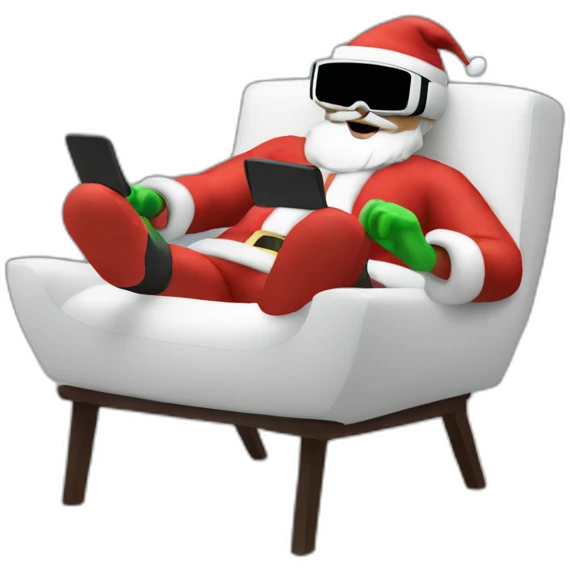 Santa in vr headset on chair emoji