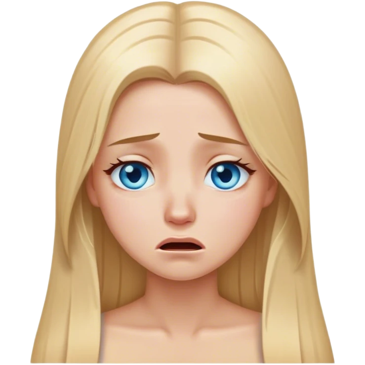 beautiful white girl with long straight blonde hair und blue eyes crying emoji