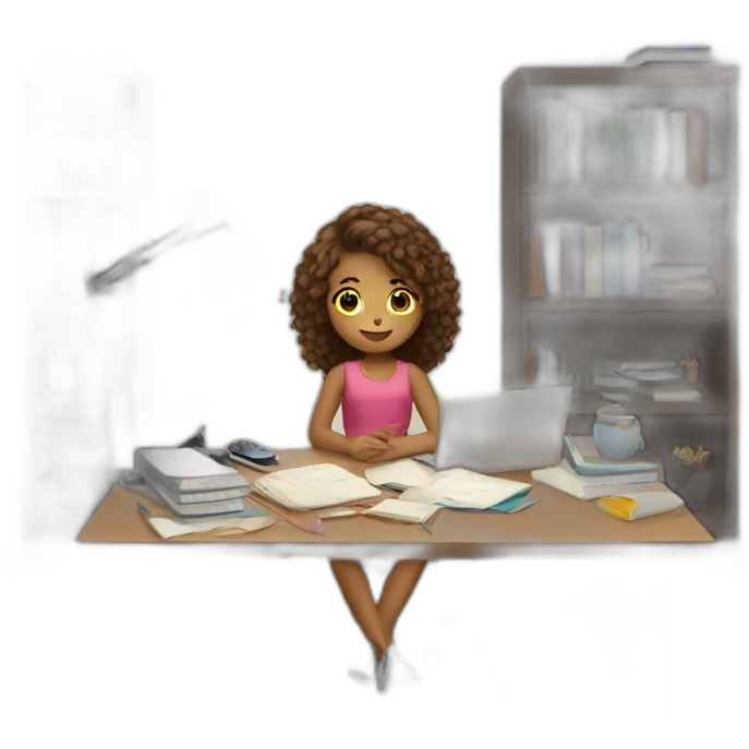 Girl and her study setup emoji
