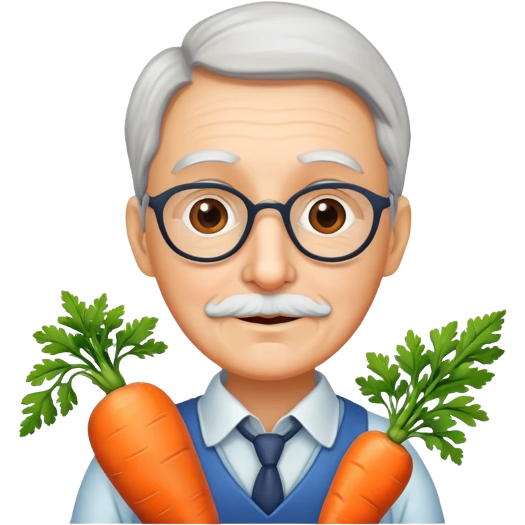 Old teacher with a carrot emoji