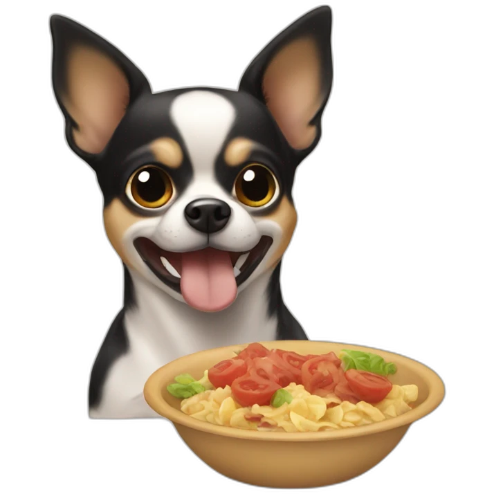 chihuahua negro comiendo emoji