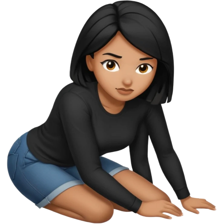 Black hair woman bent over emoji