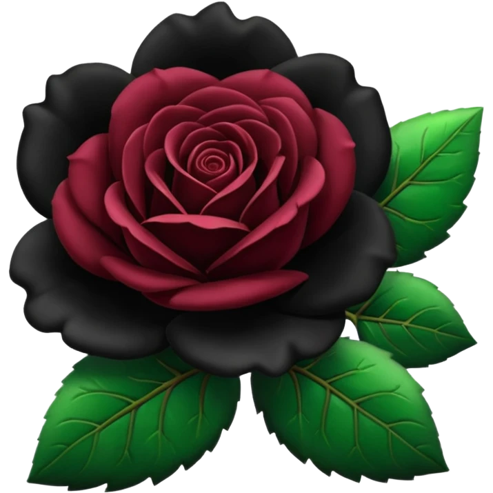 Rosa negra con hojas verdes emoji