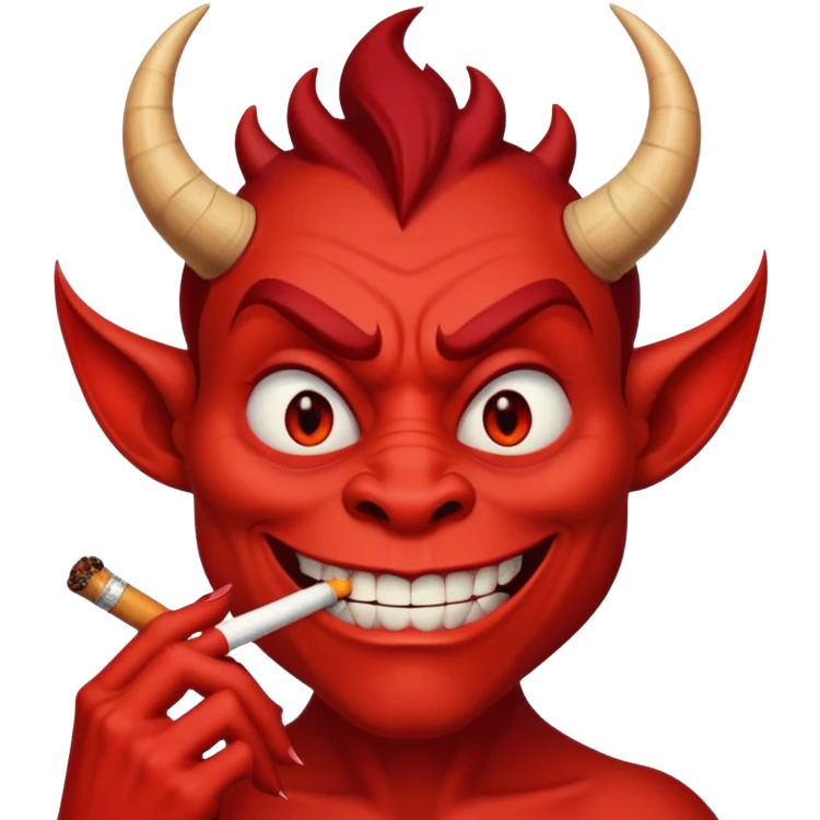 devil character inspired by the devil from The Emperor's New Groove, mischievous expression, smoking a cigarette emoji
