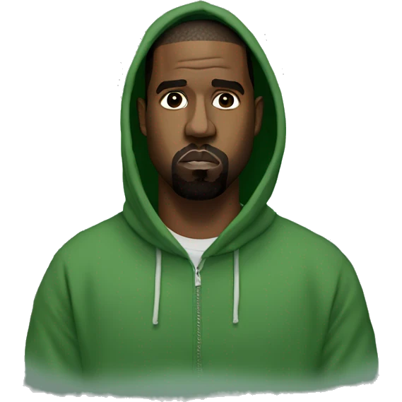 Kanye west with a green hoodie emoji