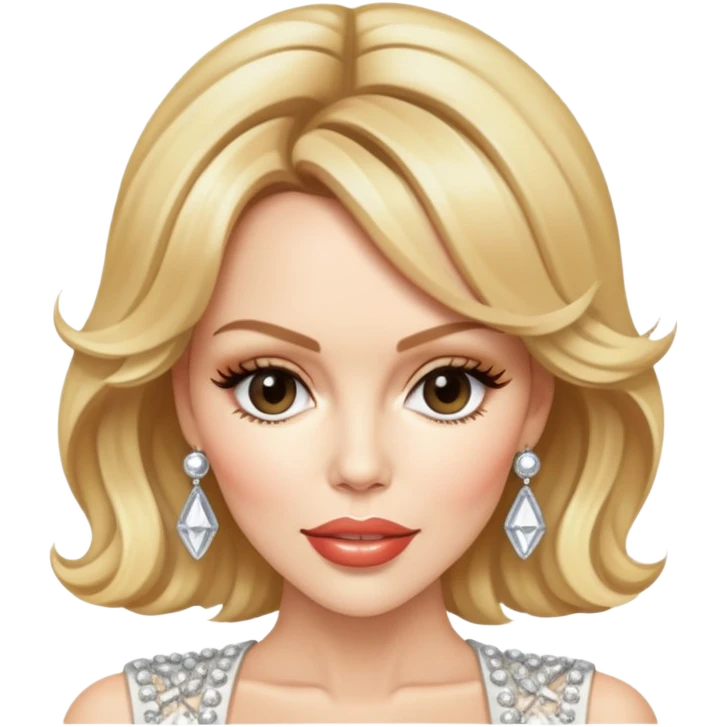 Kylie Minogue with blonde hair and glamorous outfit emoji