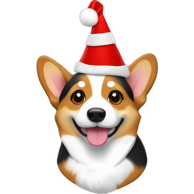Tricolor Corgi Christmas Hat emoji