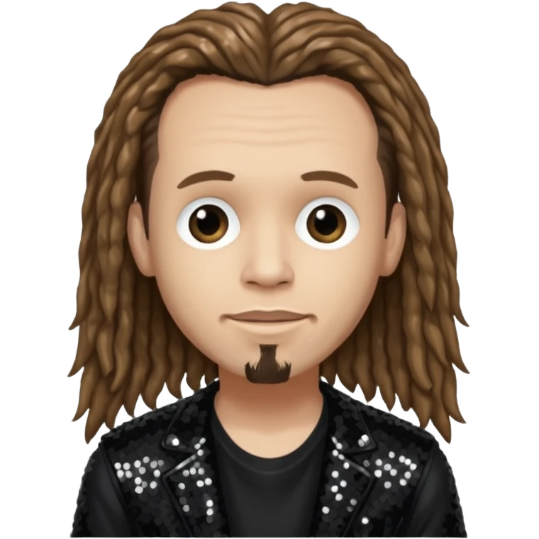James Munky Shaffer from Korn with long light brown hair, light skin, black sequin outfit emoji