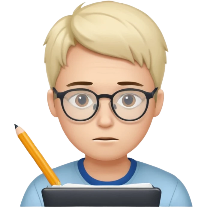 student stressed while writing a cv. in google/android style, which features clean and modern look and generally flat colours emoji