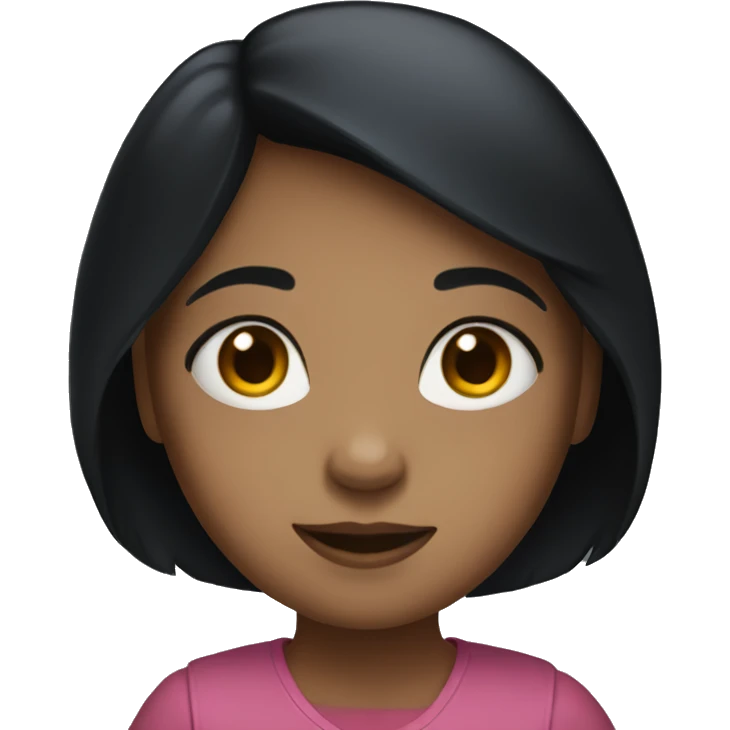 Girl with black hair and an IPad in the hand of Apple  emoji