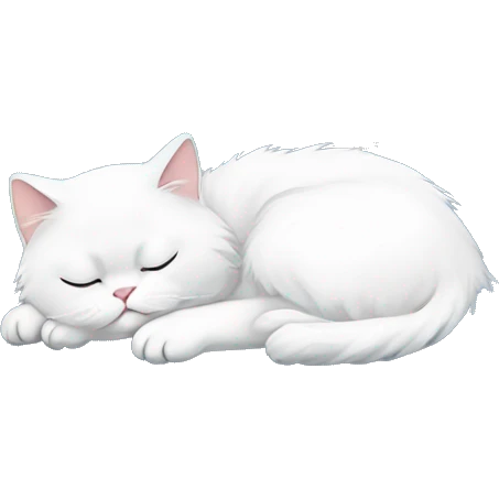 White Persian cat sleeping on blue crescent moon  emoji