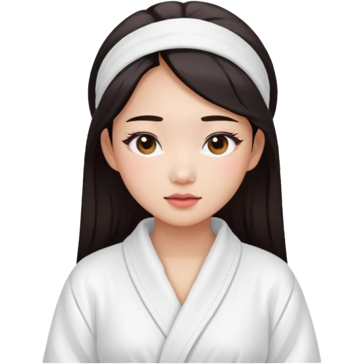 girl aesthetic emoji, asian beautiful make up white Bathrobe emoji