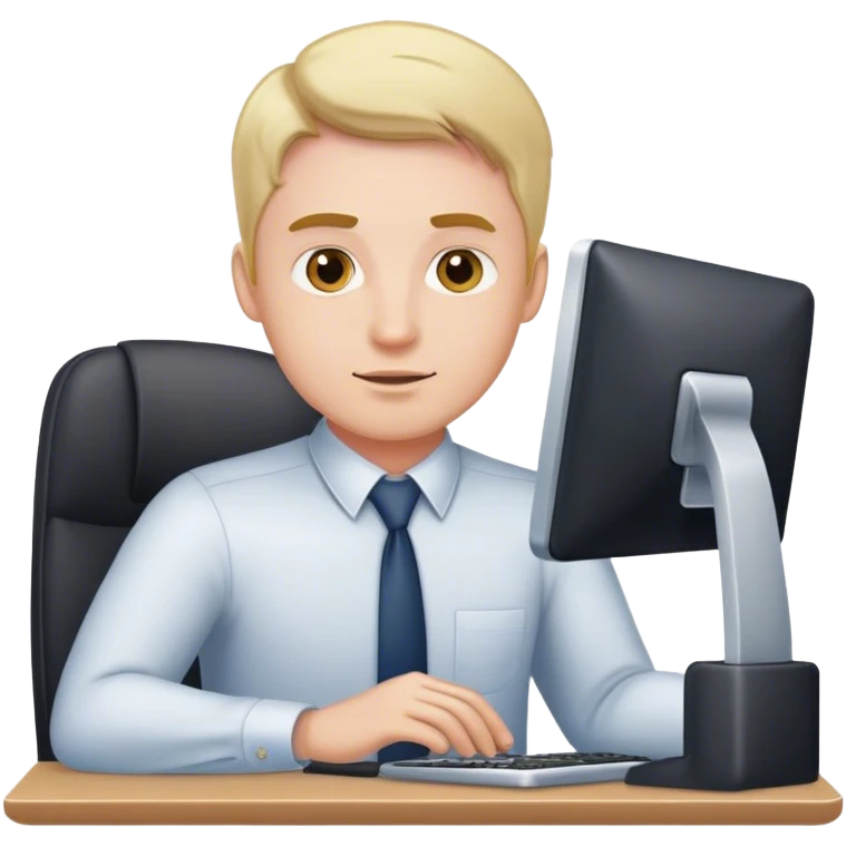 The scene where the male protagonist Mark in Life Cutting works in the office emoji