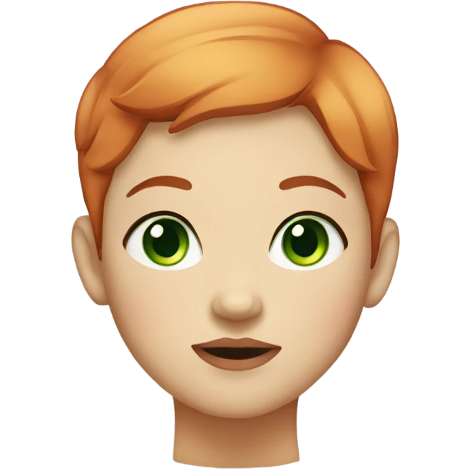 chubby face red short hair girl green eyes emoji