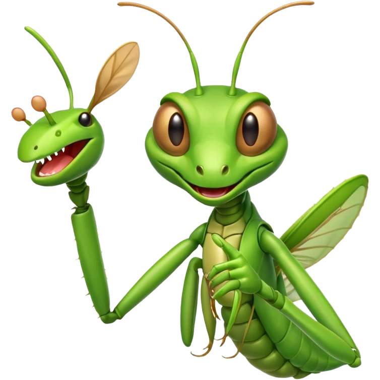 A happy praying mantis giving a thumbs up emoji