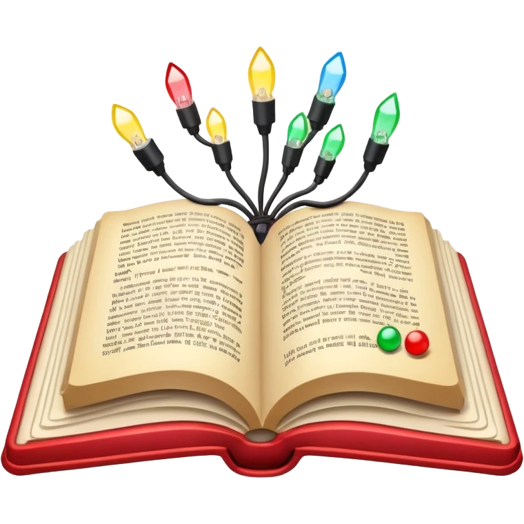 An open book with Christmas lights on the side emoji