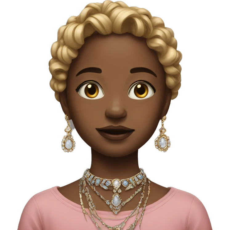 portrait of a girl with jewelry as🥺 emoji