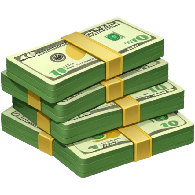 cash pile, make bills rectangular, next to a 10x emoji
