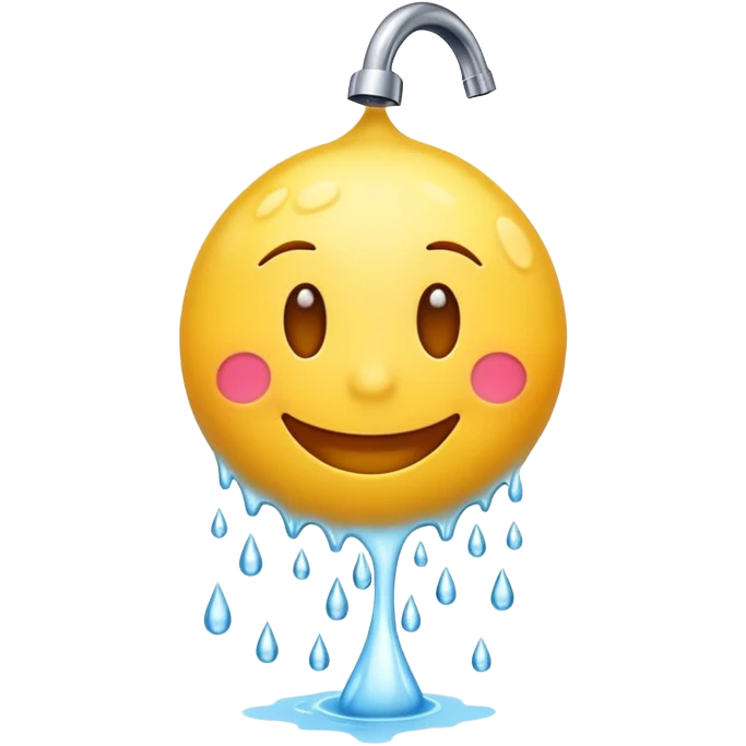 happy yellow smiling emoji taking a shower with water droplets emoji