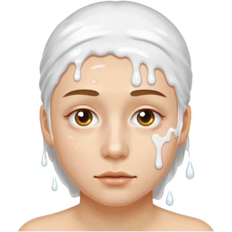 White liquid on a face emoji