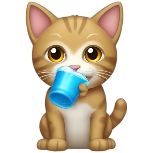 gato tomando bebida azul  emoji